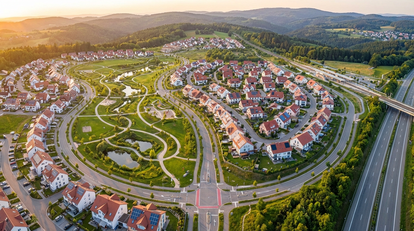 Luftbild realisierter Infrastrukturprojekte