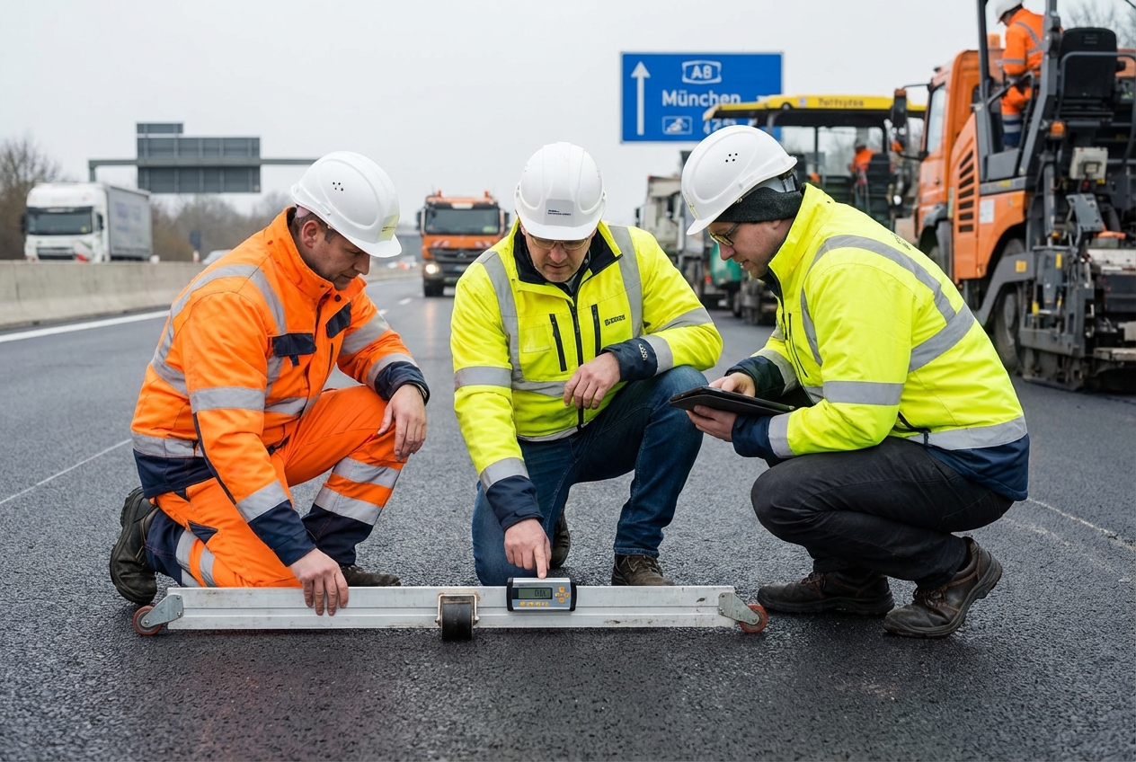 Bauleitungsteam bei der Qualitätsprüfung